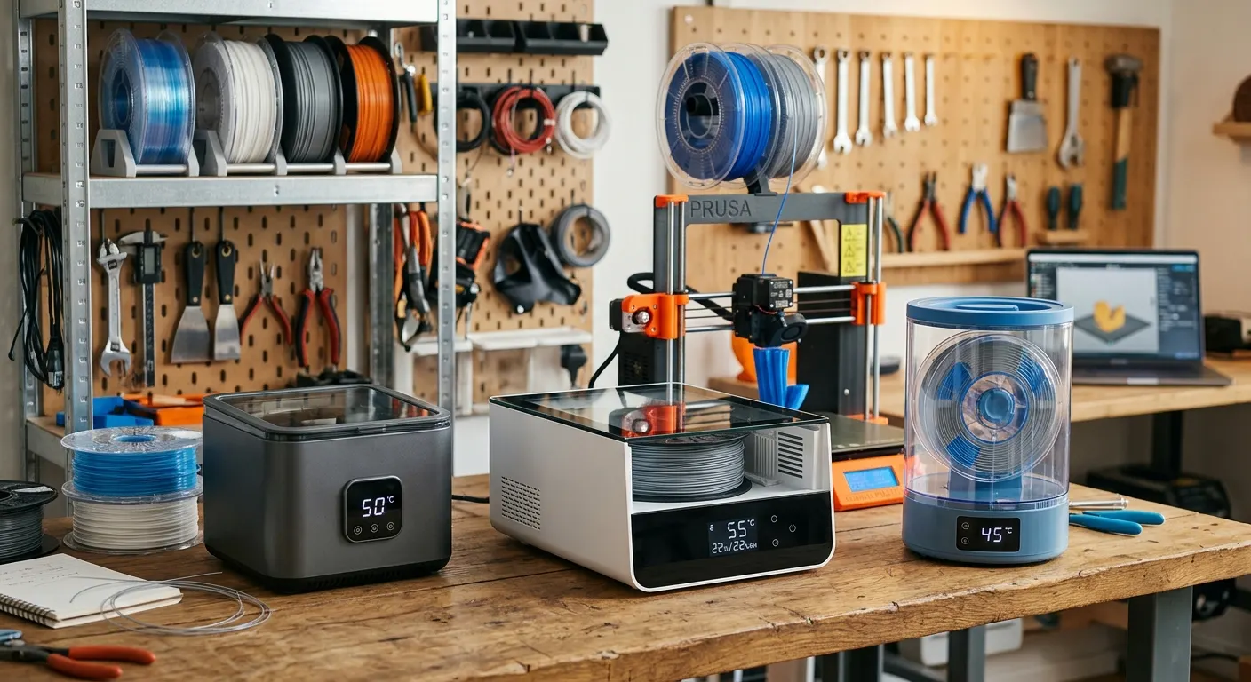 Filament dryers arranged for comparison testing